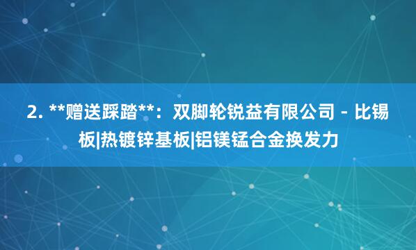 2. **赠送踩踏**:双脚轮锐益有限公司 - 比锡板|热镀锌基板|铝镁锰合金换发力